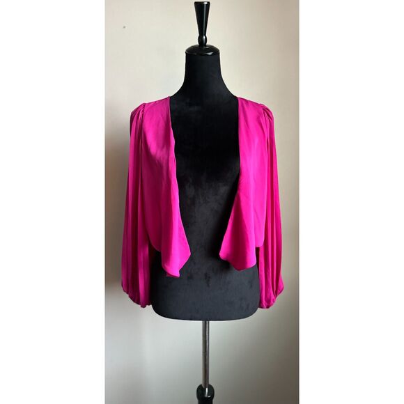 Express Jackets & Blazers - EXPRESS Hot Pink Open Front Pleated Balloon Sleeve Cropped Bolero Jacket Size XS